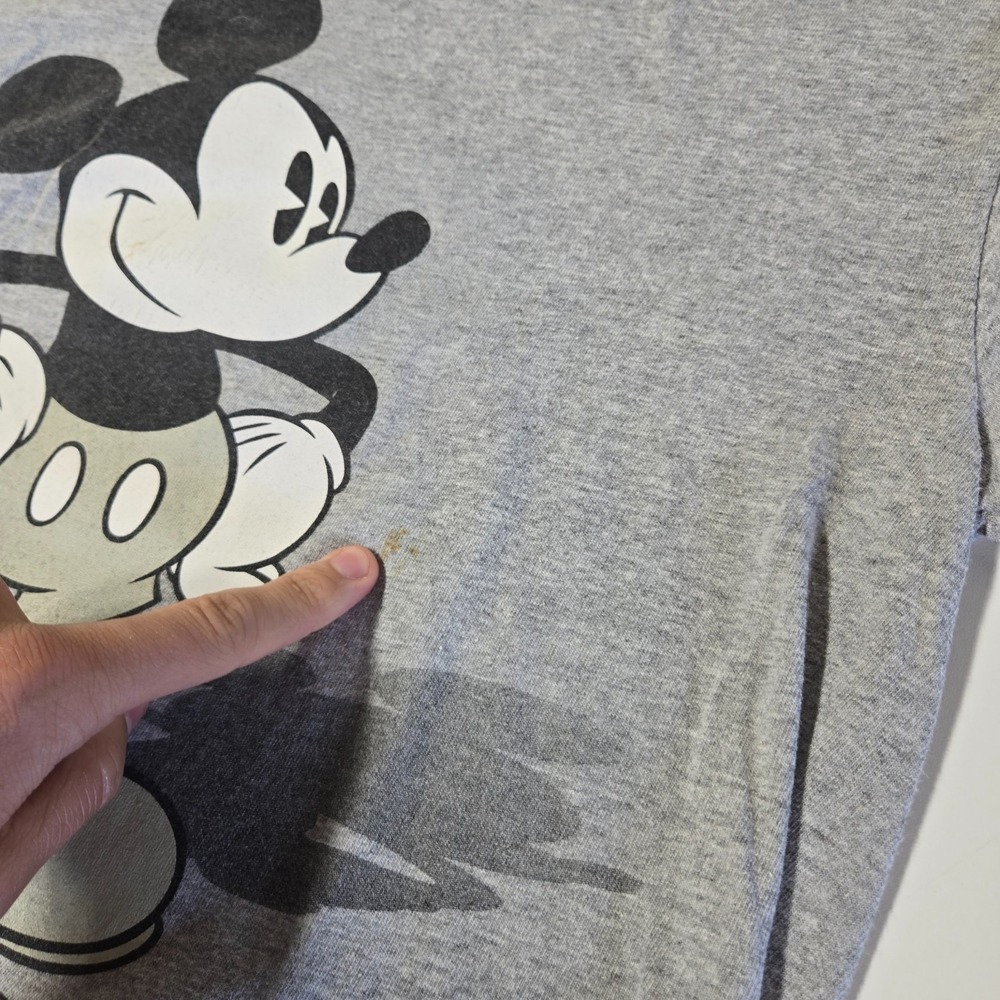 Disney Shirt Mens Medium Mickey Mouse Gray Double‎ Sided Short Sleeve Retro - Picture 7 of 9